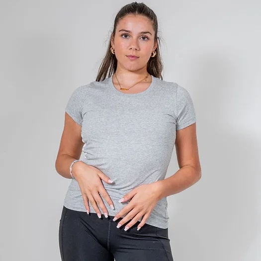 ASPIRE ECO GREY FITTED T-SHIRT - Peachybean