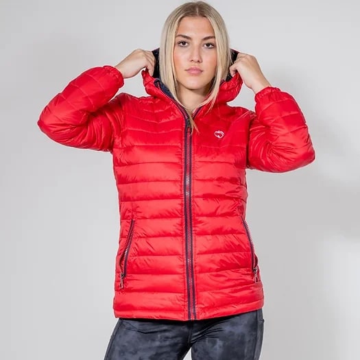 VENTURE RED HOODED PADDED JACKET - Peachybean
